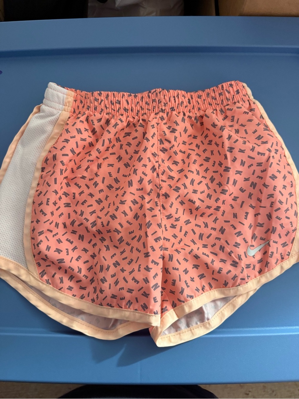 Nike Peach Printed Women's Athletic Shorts with White Mesh